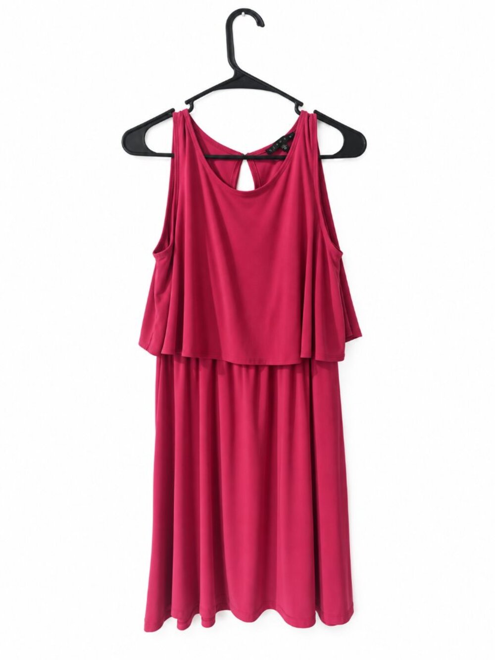 Tiana B Pink Layered Overlay Sleeveless Midi Dress Women’s Medium